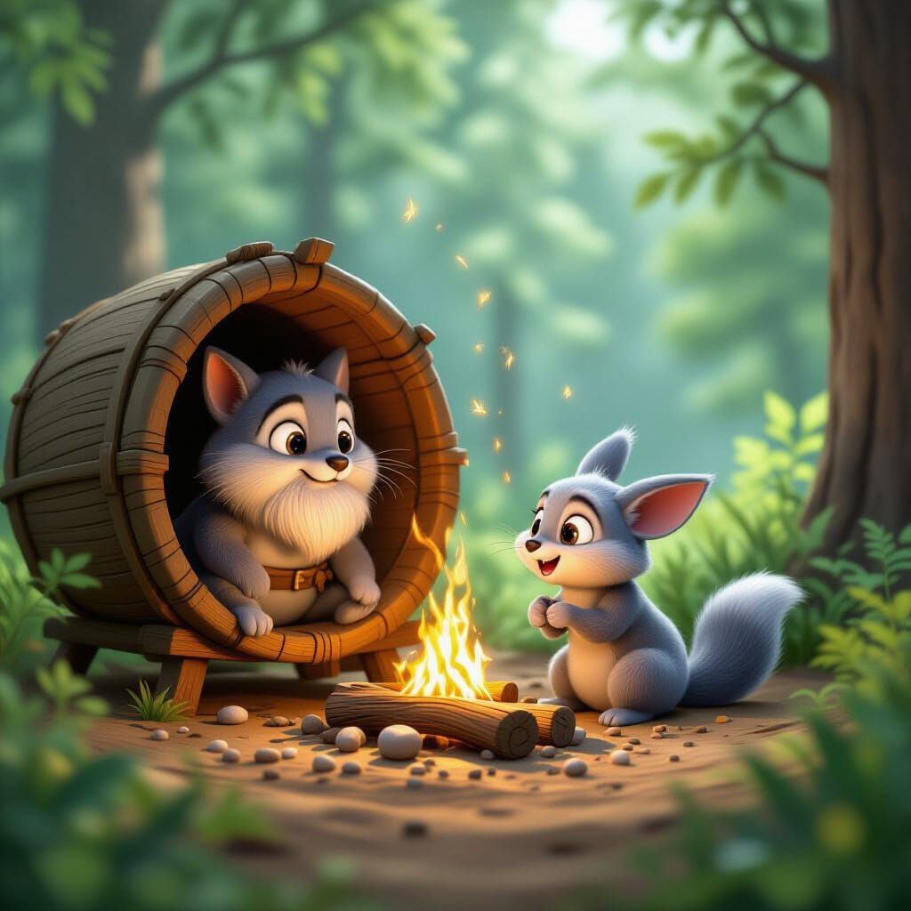 Kestrel Hunting Above Forest Clearing in Pixar Style