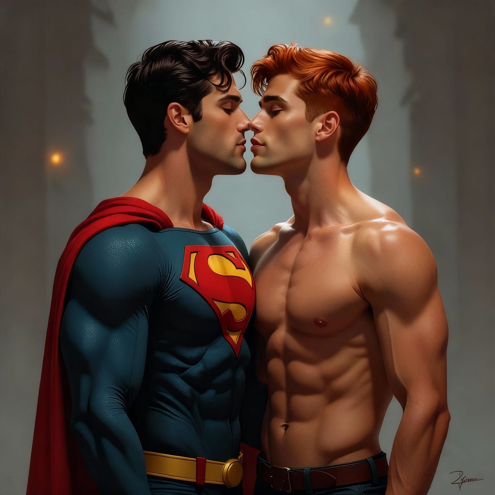 Photorealistic Clark Kent Kissing Jimmy Olsen