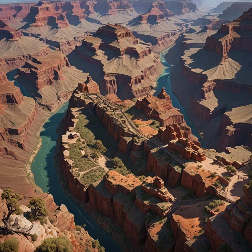 Grand Canyon Donkey Trail: Detailed Matte Painting