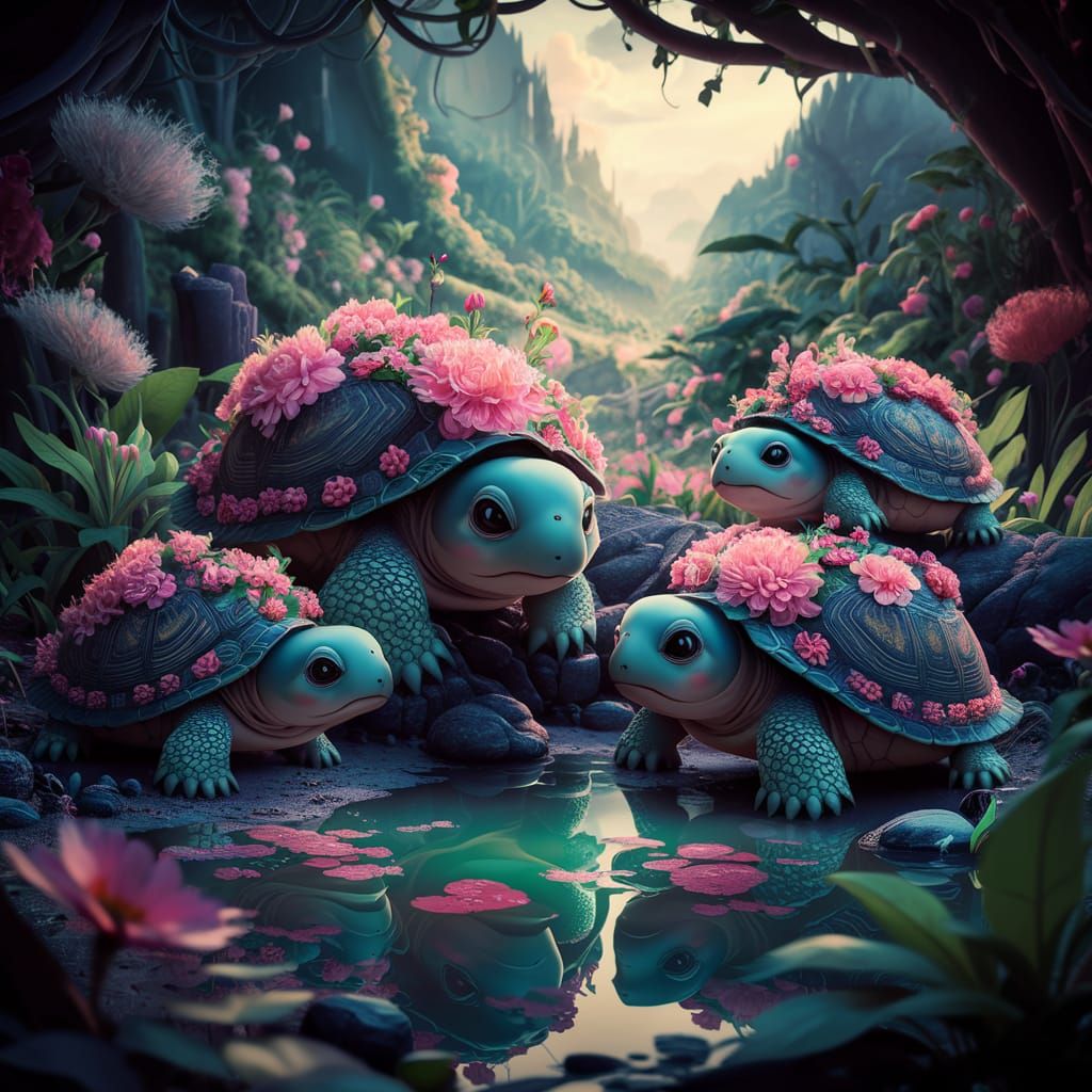 Fantastical Turtle World in Matte Painting Style