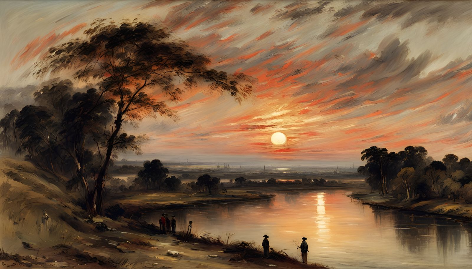 Tranquil Asian Sunset in Constable Style