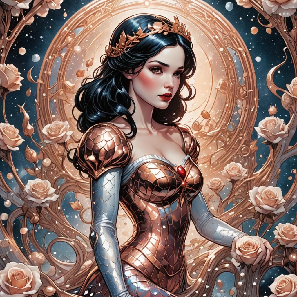 Snow White Space Mermaid in Comic Book Style
