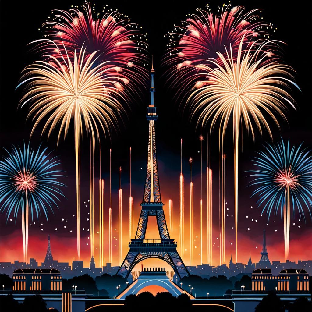 Eiffel Tower Art Deco New Year's Eve Portrait