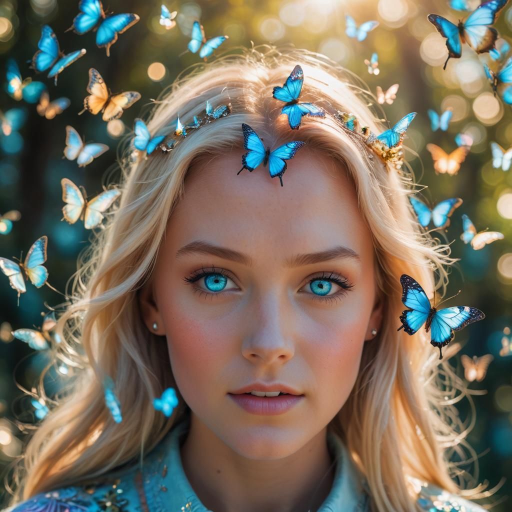 Iridescent Butterfly Macro with Bokeh Background