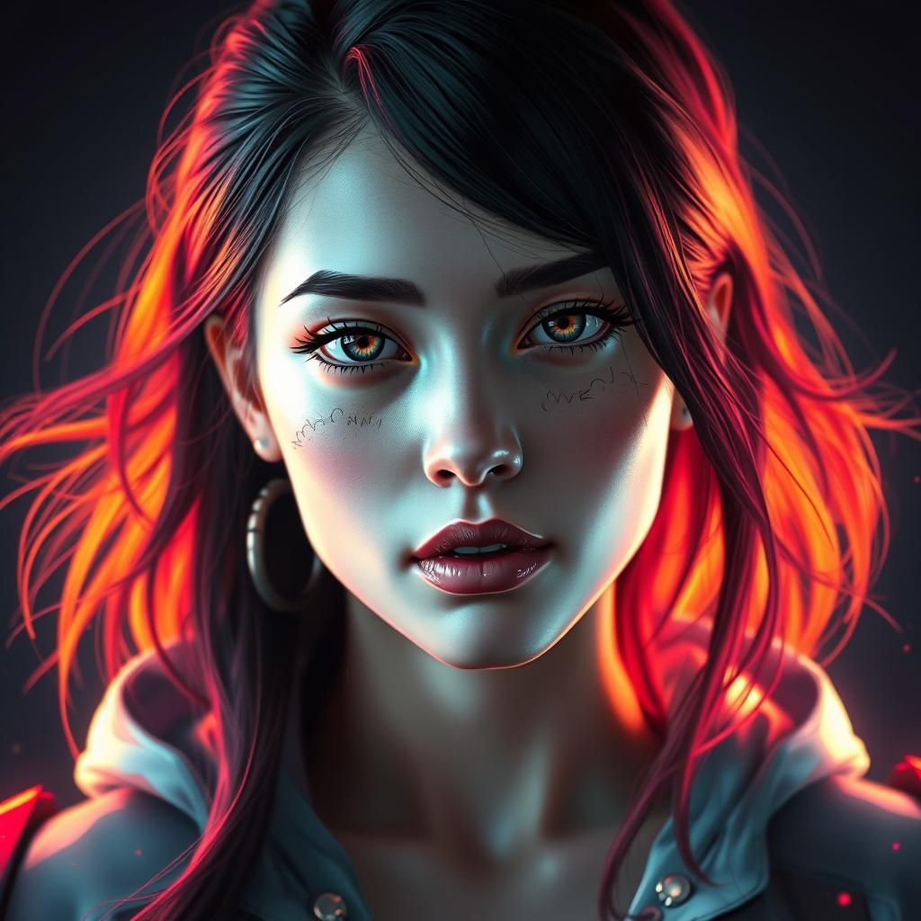 Detailed Portrait in Art Nouveau Style