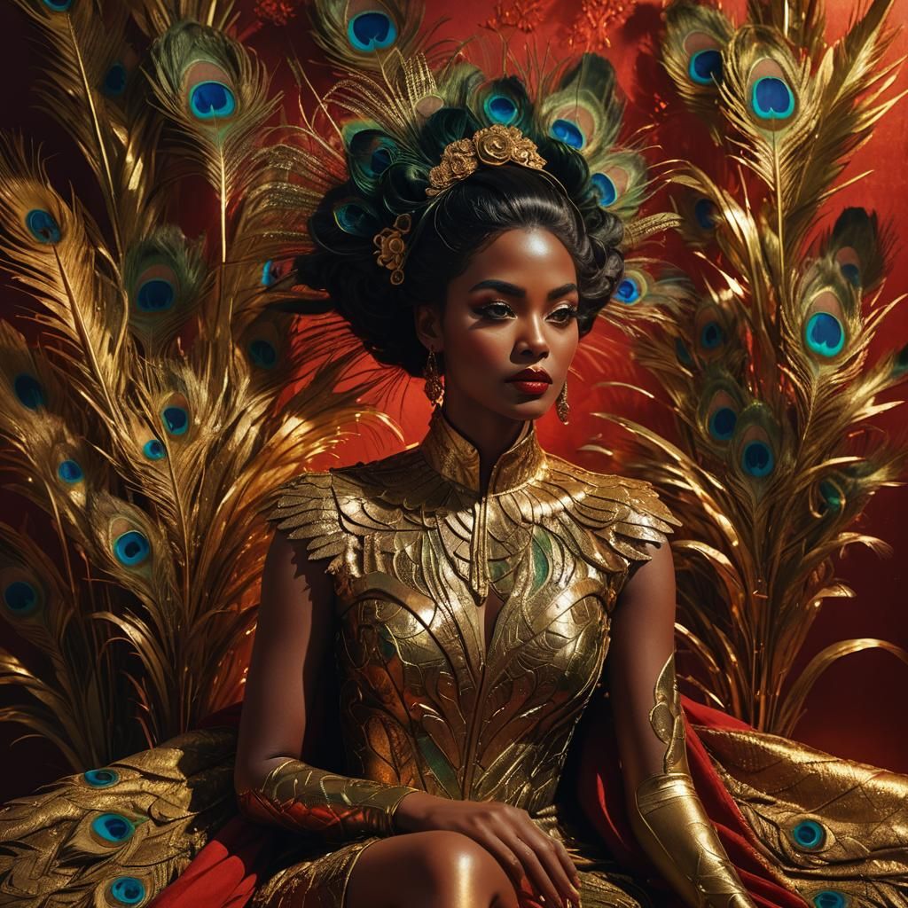 Golden Goddess and Dark Muse in Art Nouveau Style