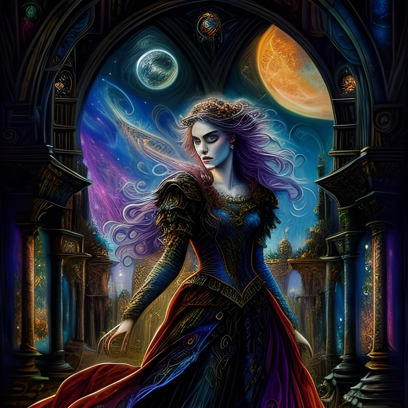 Galactic Moonscape in Gothic Hyperrealism Style