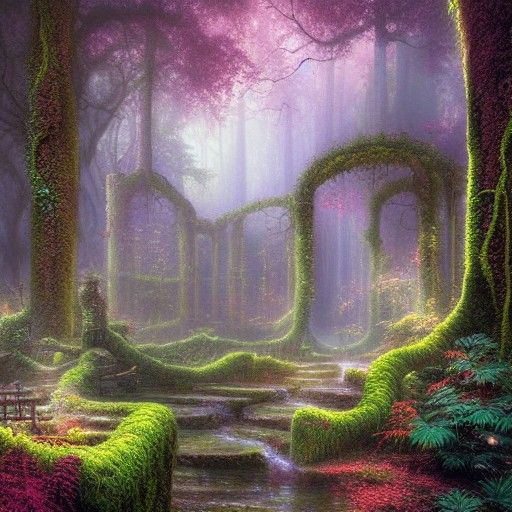 Ethereal Lost City Overgrown with Nature