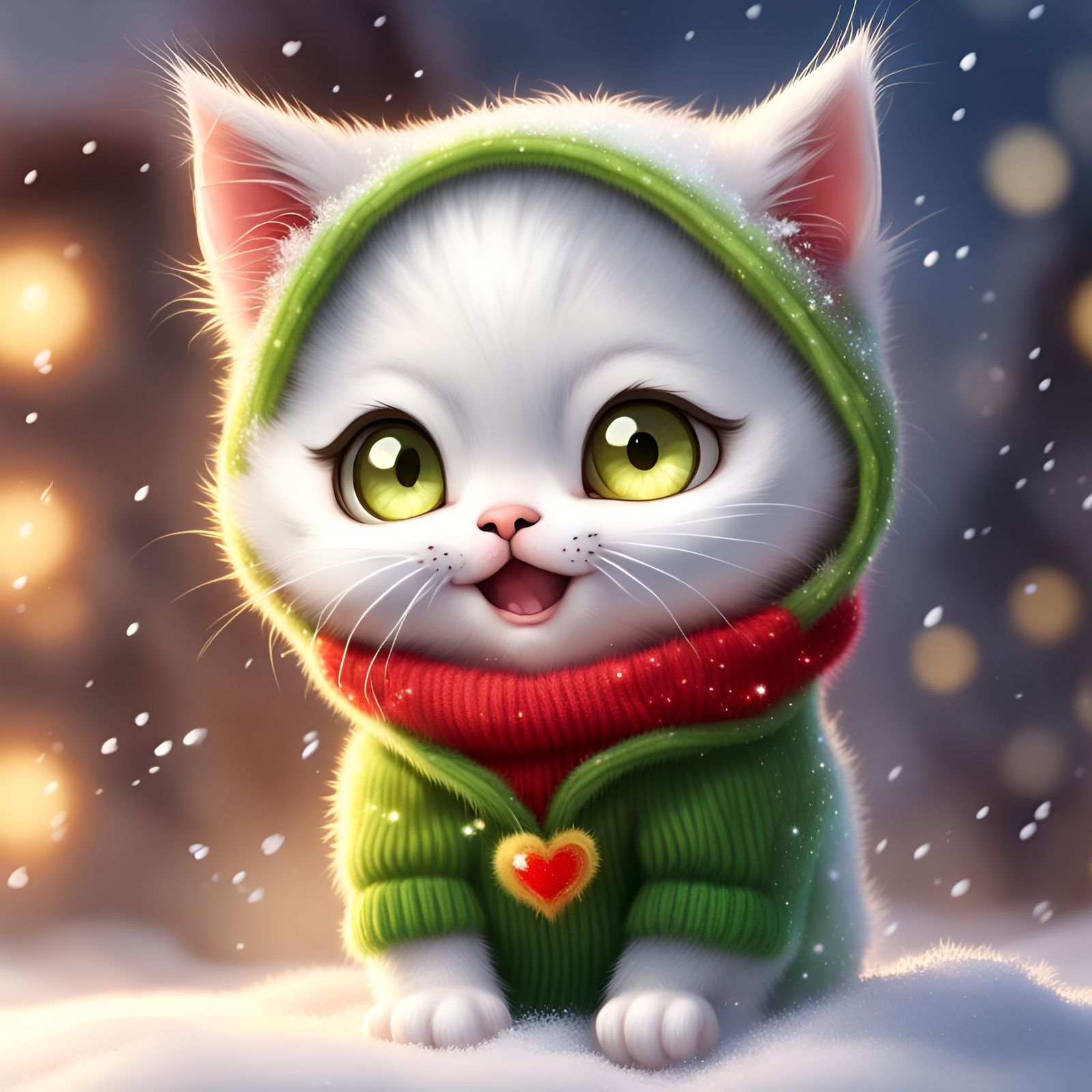 Kitten's First Snowfall