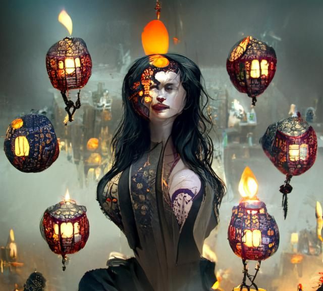Lantern Queen in Hyperrealistic Digital Matte Painting