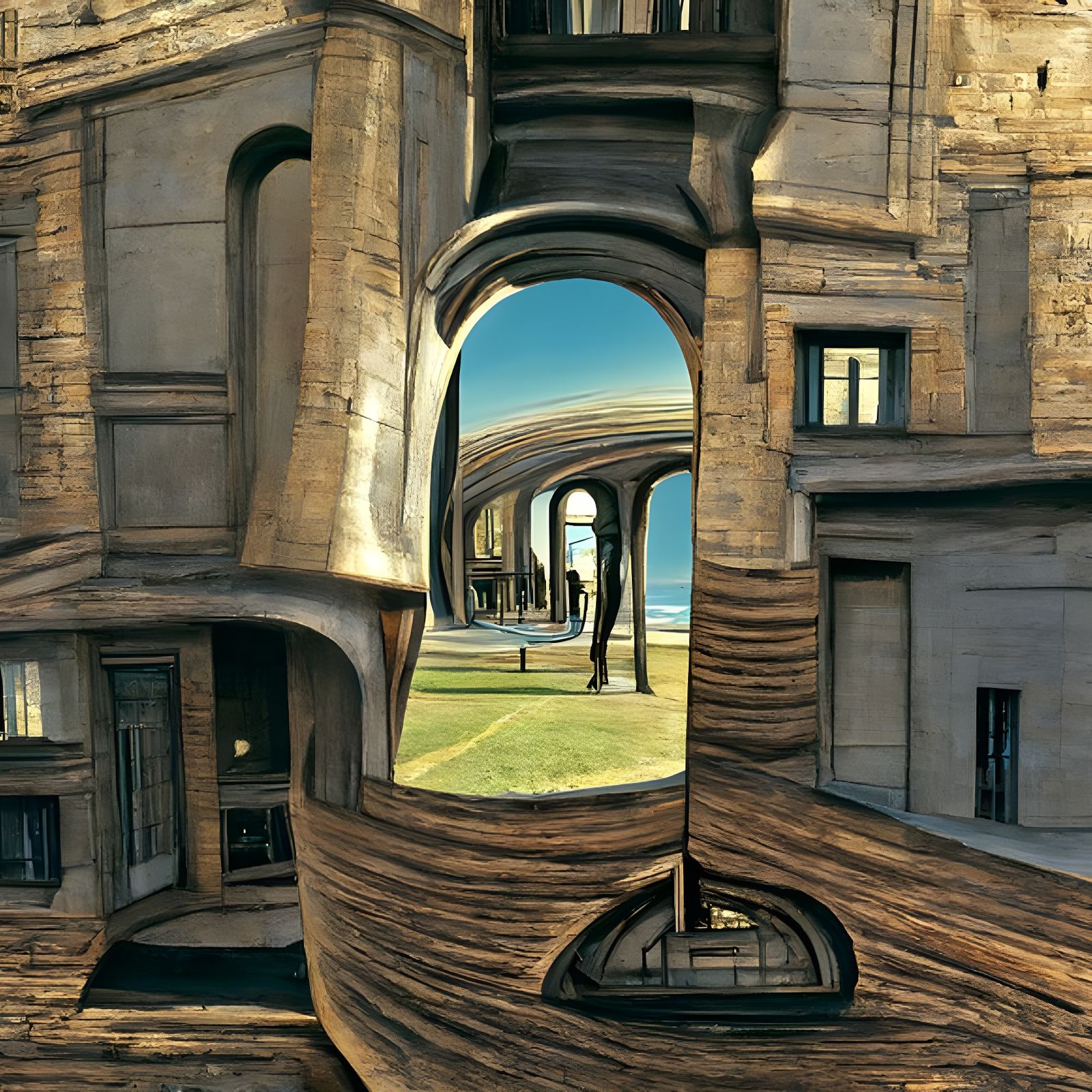 Surreal Warped Vista in Liminal Space