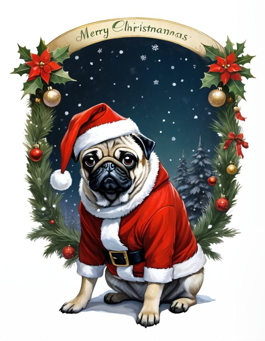 Santa Pug Christmas Costume Contest Winner