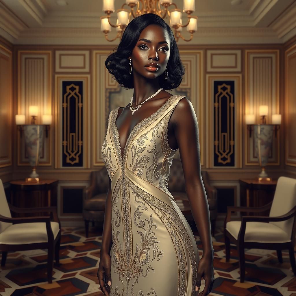 Elegant Woman in Art Deco Style, 8K Resolution