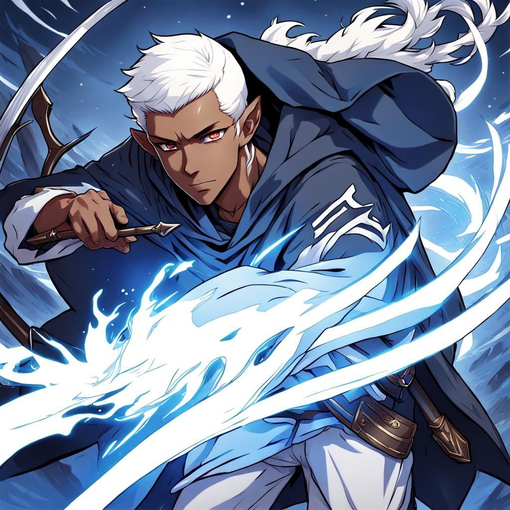 African American Halfling Archer in Anime Style