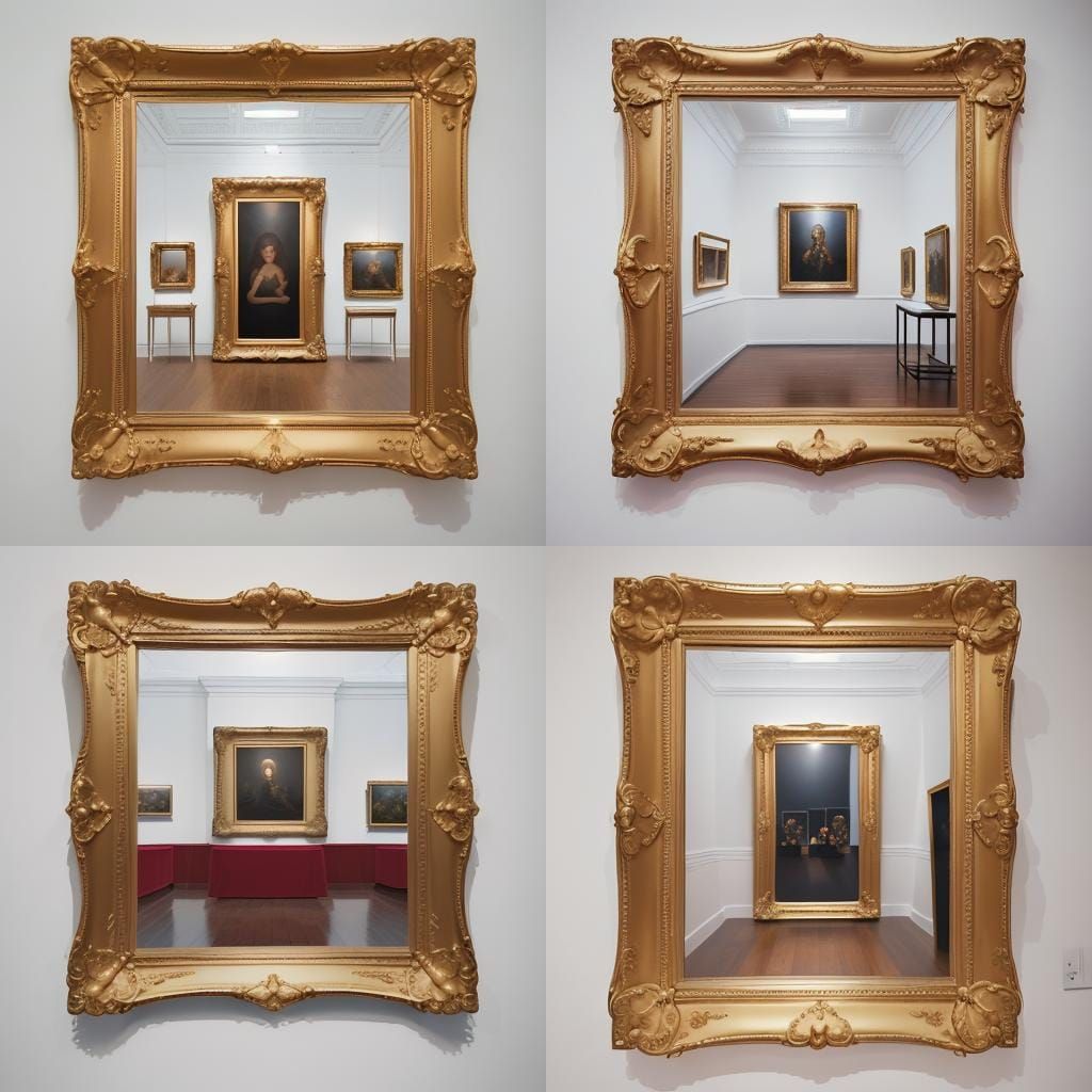 Empty Gold Frame in Art Gallery: Professional Photography