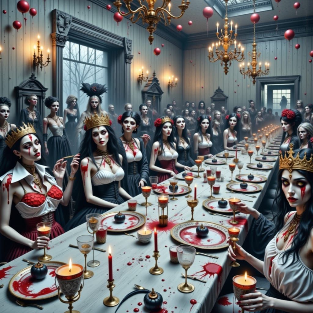 Undead Prom King and Queen in Gothic Ballroom