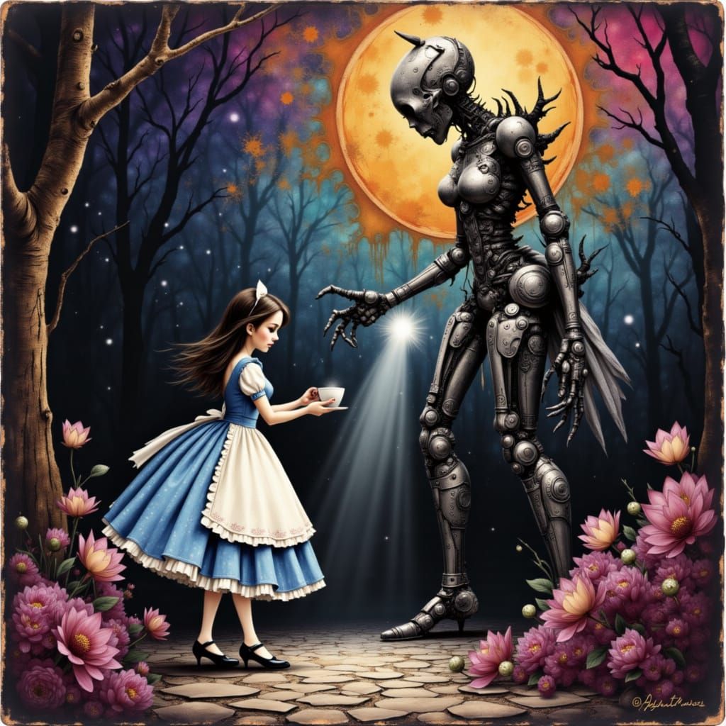 Anime Alice Battles Giant Robot Queen of Hearts