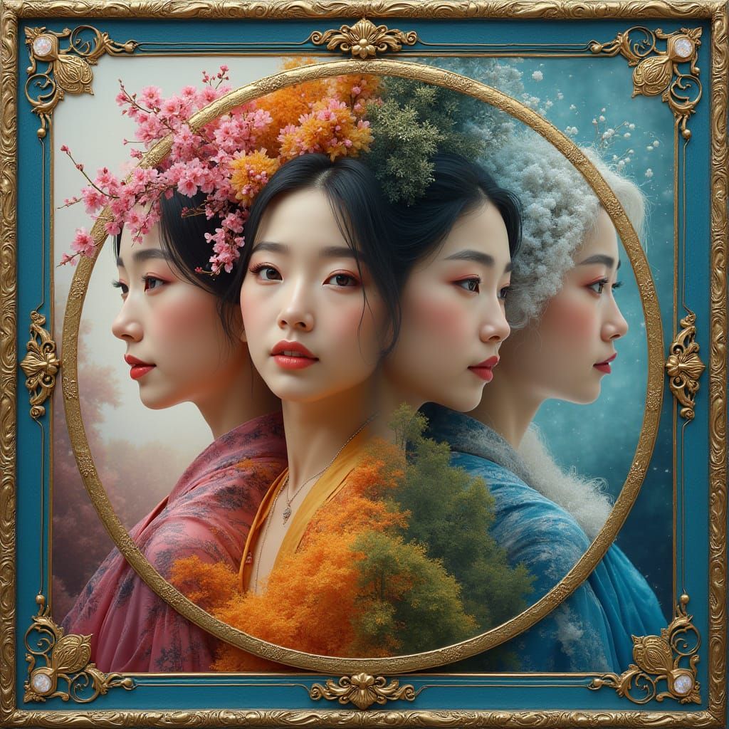 Four Seasons of Life: A Surreal, Dreamlike Fantasy Collage