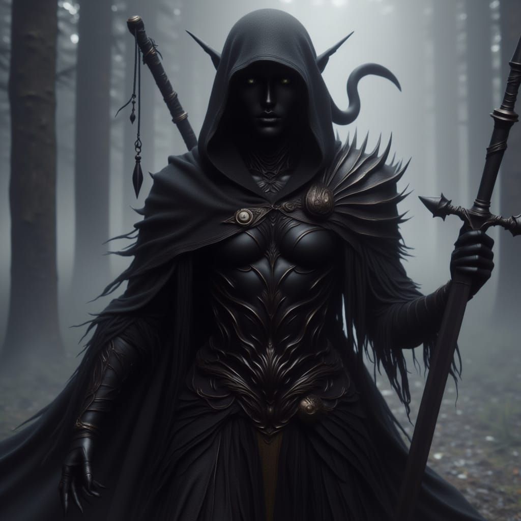 Dark Elf Soldier in Mysterious Shadow Realm