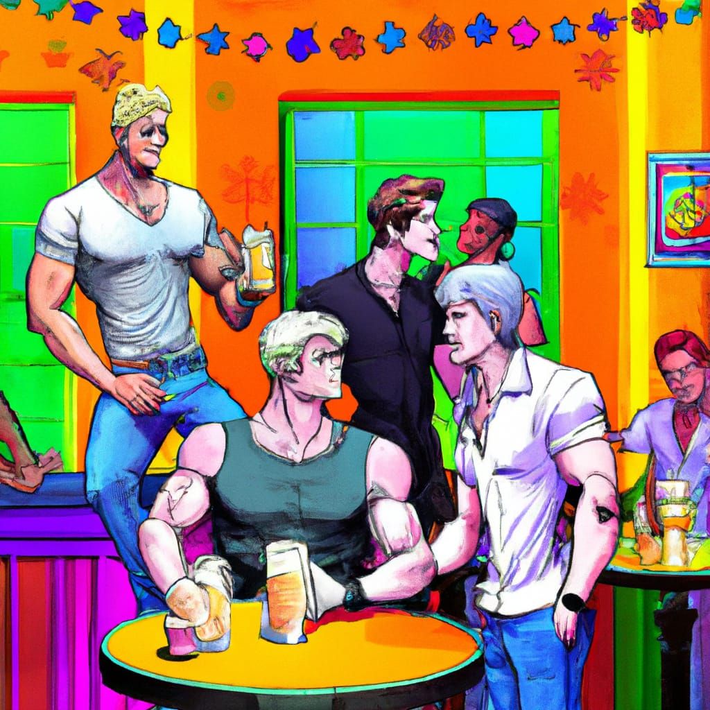 Gay Disco: Rugged Men Dancing, Film Noir Action Painting