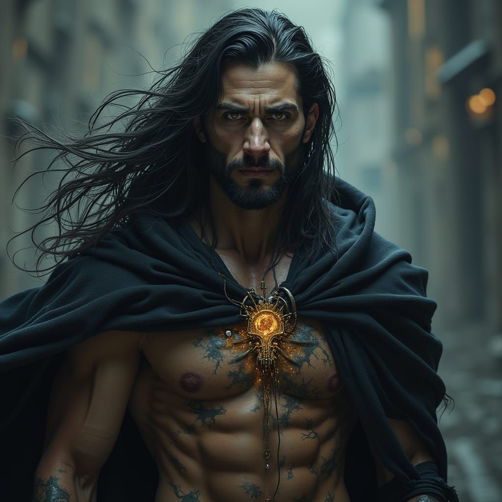 Sorcerer of Nuitari: Dark Fantasy Figure in Tattered Cloak