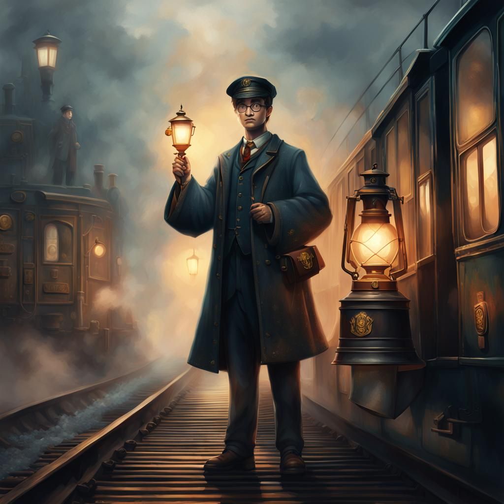 Harry Potter as Railway Porter in Pre-Raphaelite Style