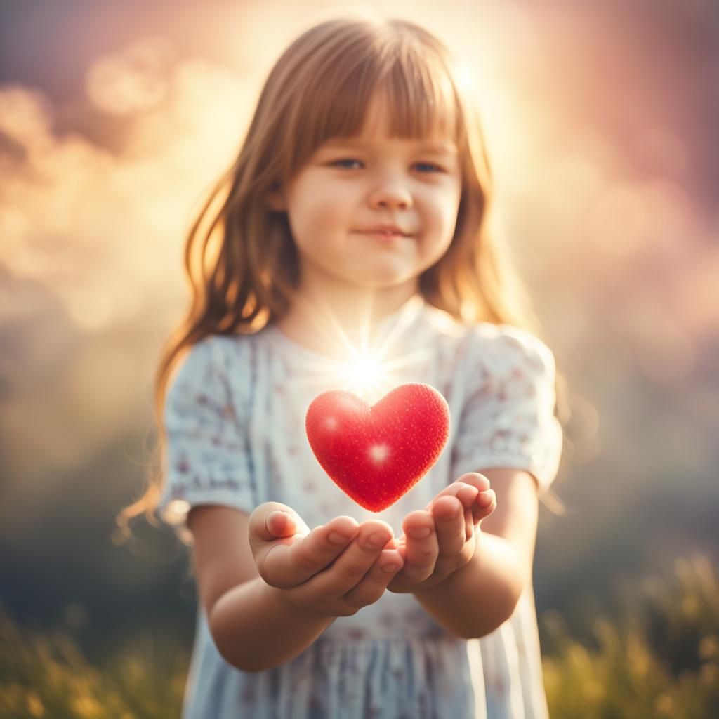 Girl Offers Heart in Divine Sunshine