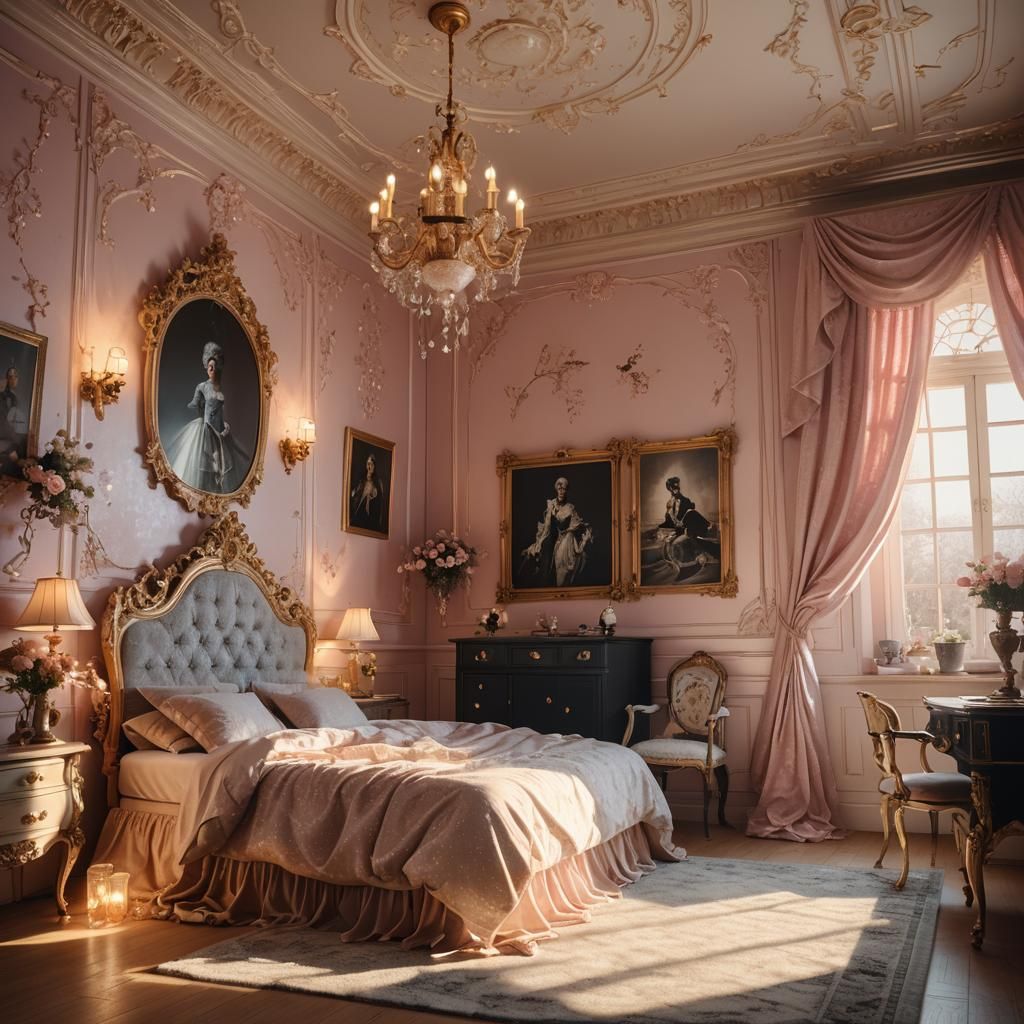 Dreamlike Pink Bedroom in Hyper-Realistic Digital Art