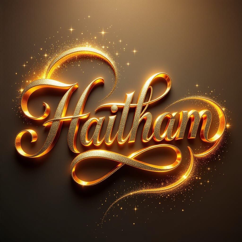 Opulent Gold Cursive Name in Abstract Design