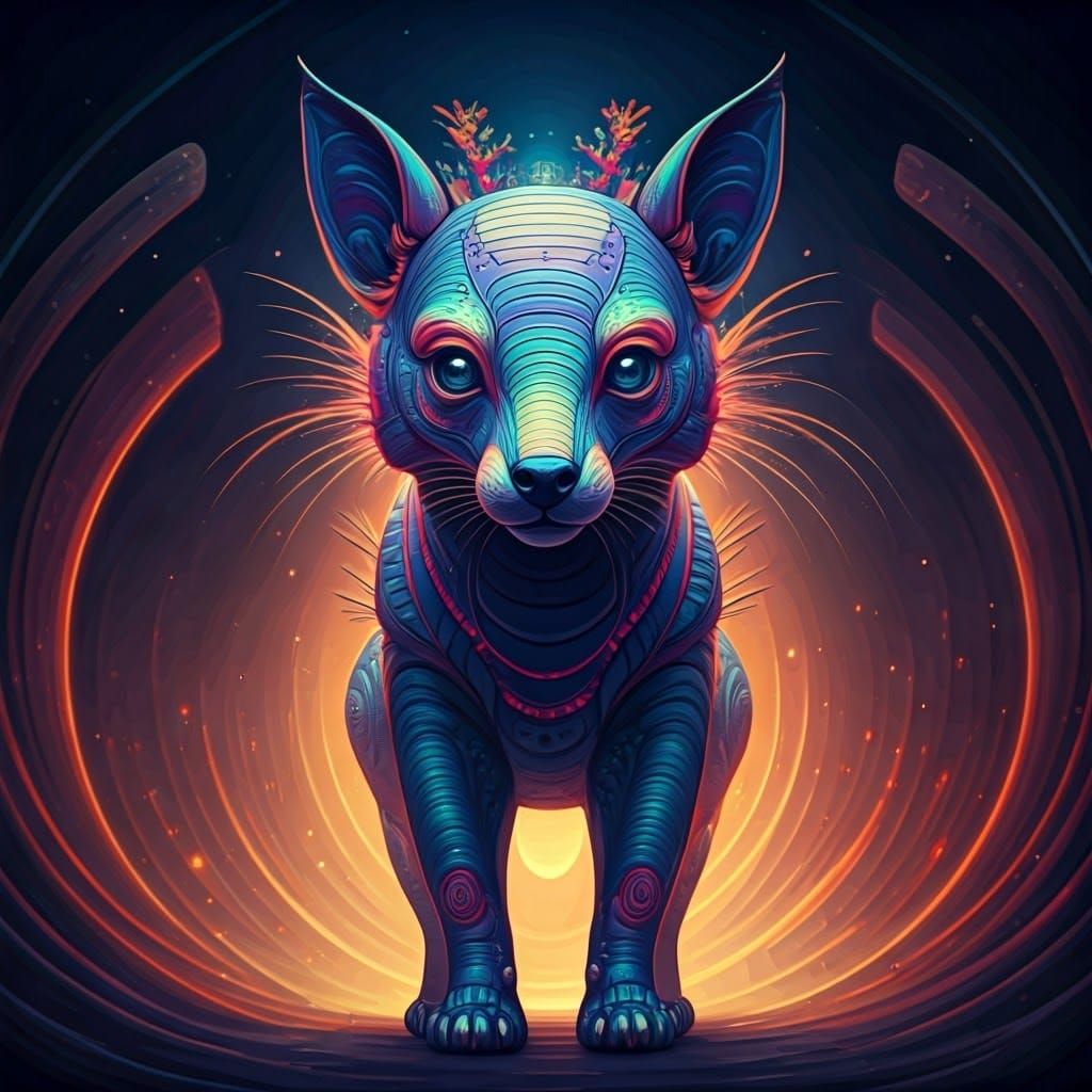 Iridescent Cyber-Animals in Mystical Realm