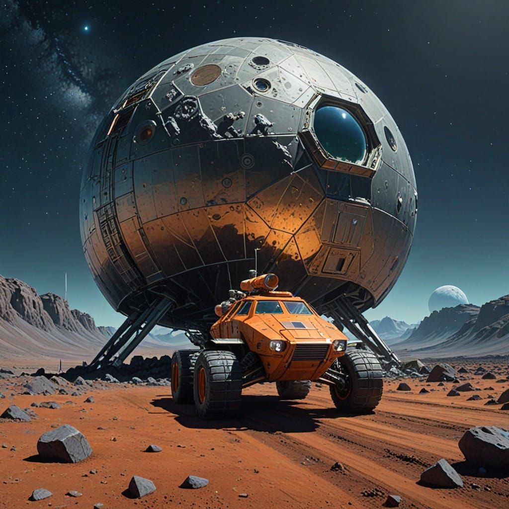 Lunar Base Under Starry Skies, Rendered in Hyper-Realistic D...