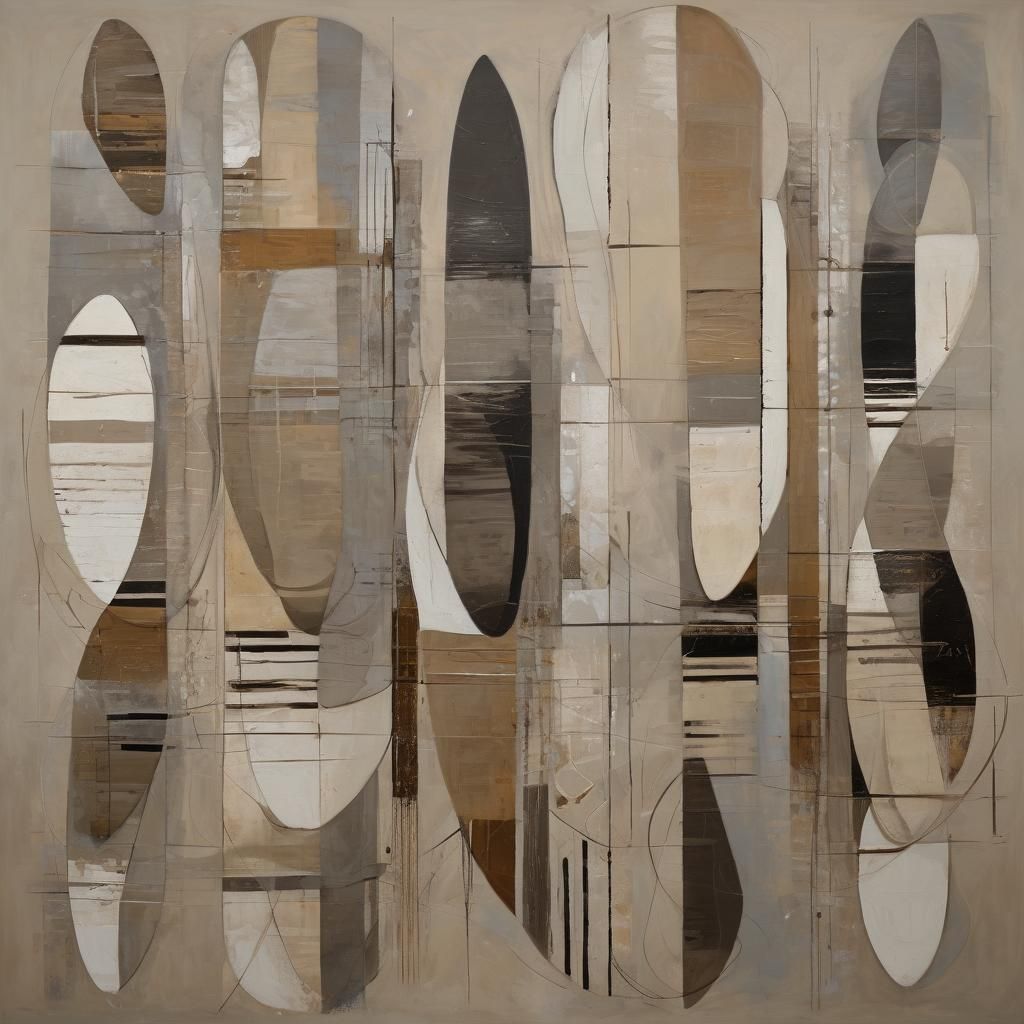 Abstract Geometric Oil Painting with Formless Shapes