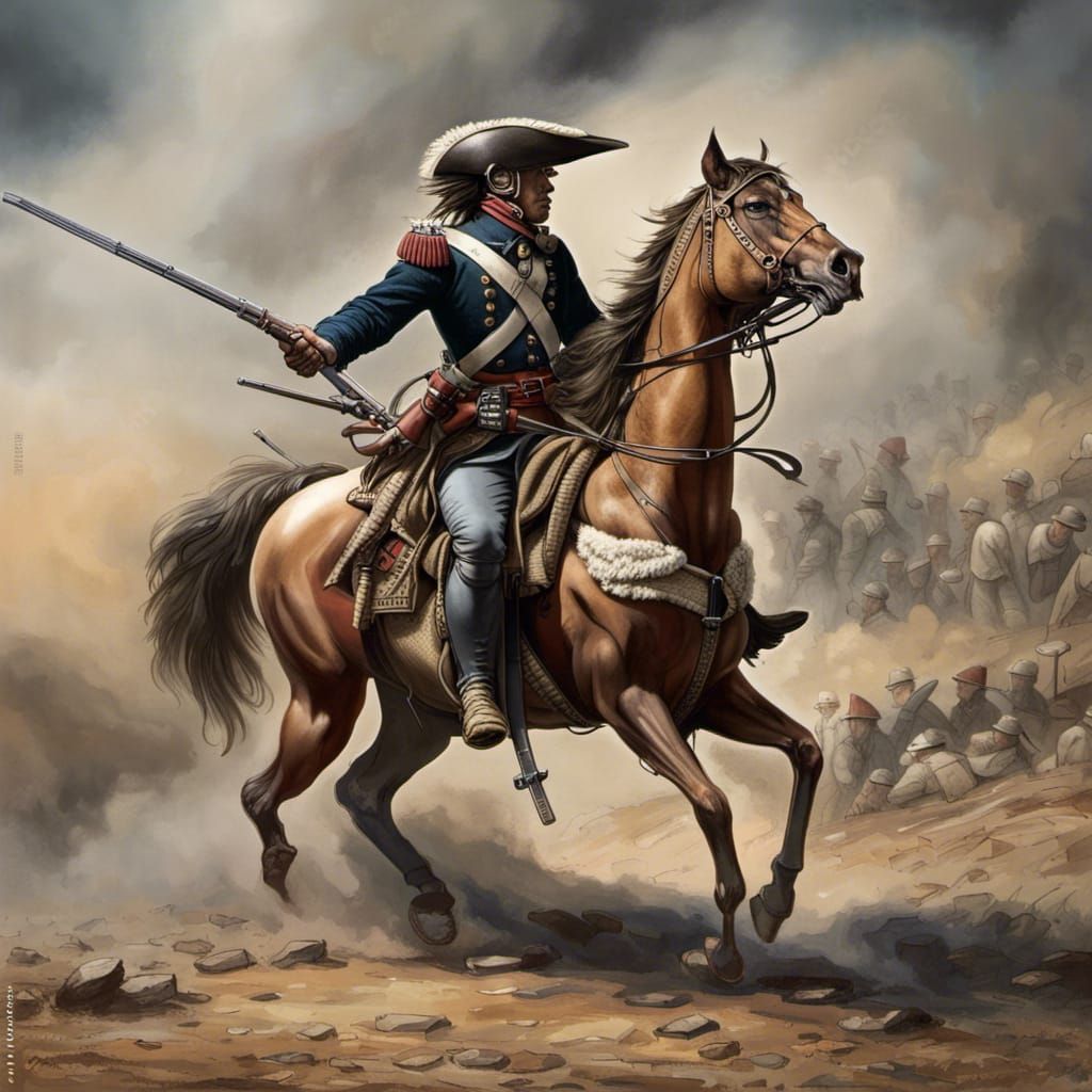 American Dragoon Soldier in the Gunpowder Age