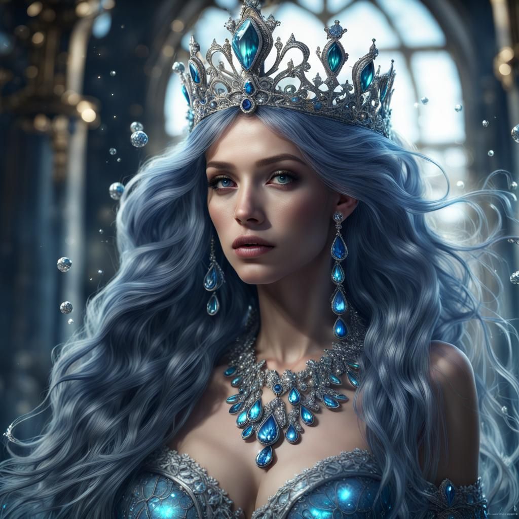 Sea Queen with Sparkling Crown: Fantasy Art