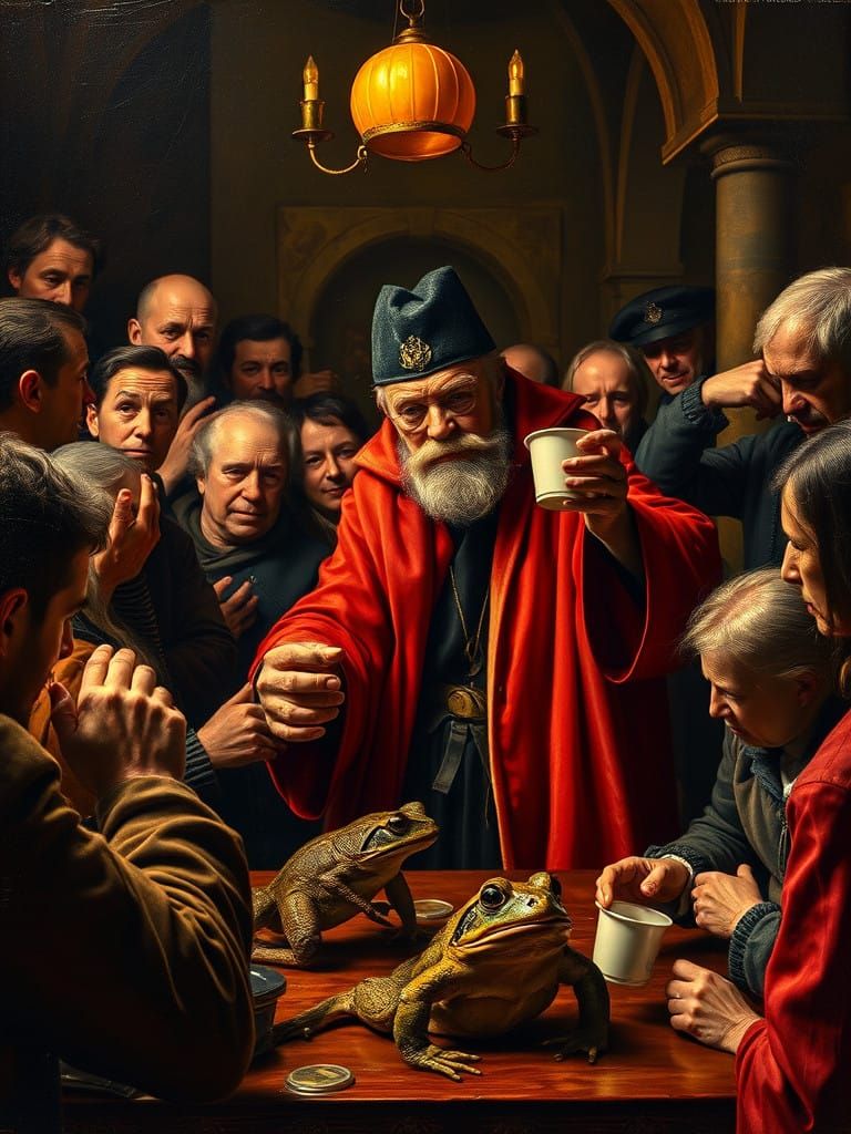 Bosch-Inspired Conjurer Performs Cups-and-Balls Trick in Ric...