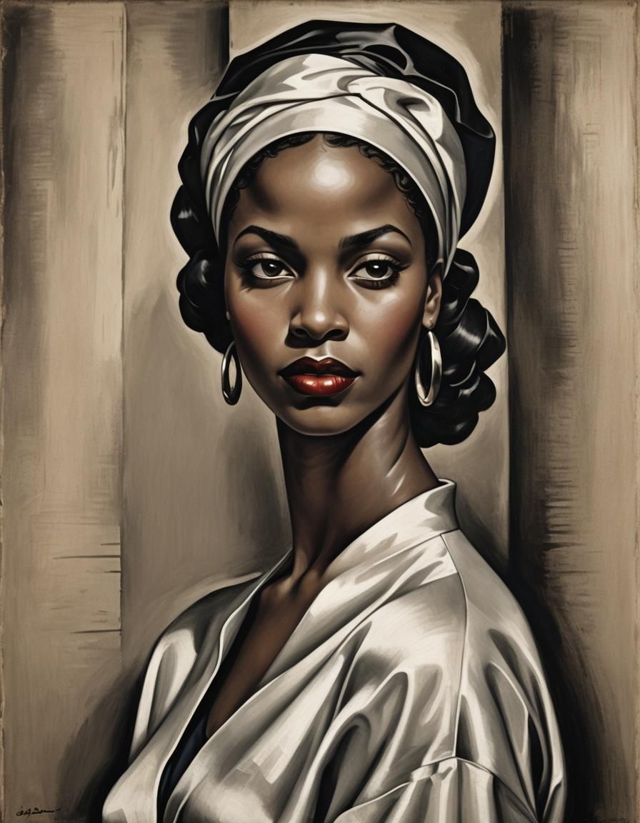 Art Deco Portrait of Black Woman