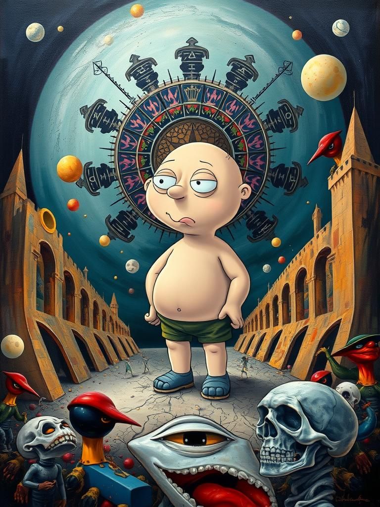 Stewie Griffin in Abstract Dystopian Surrealism