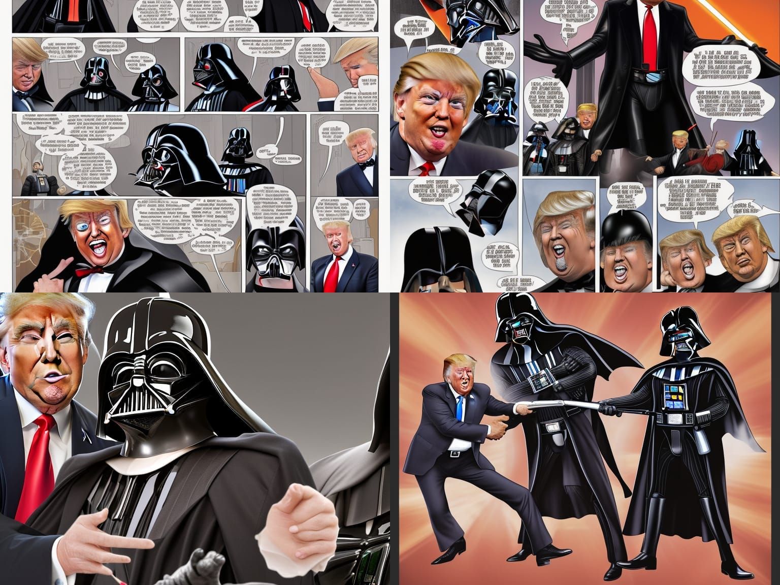 Donald Trump and Darth Vader: An Absurd AI-Generated Scene