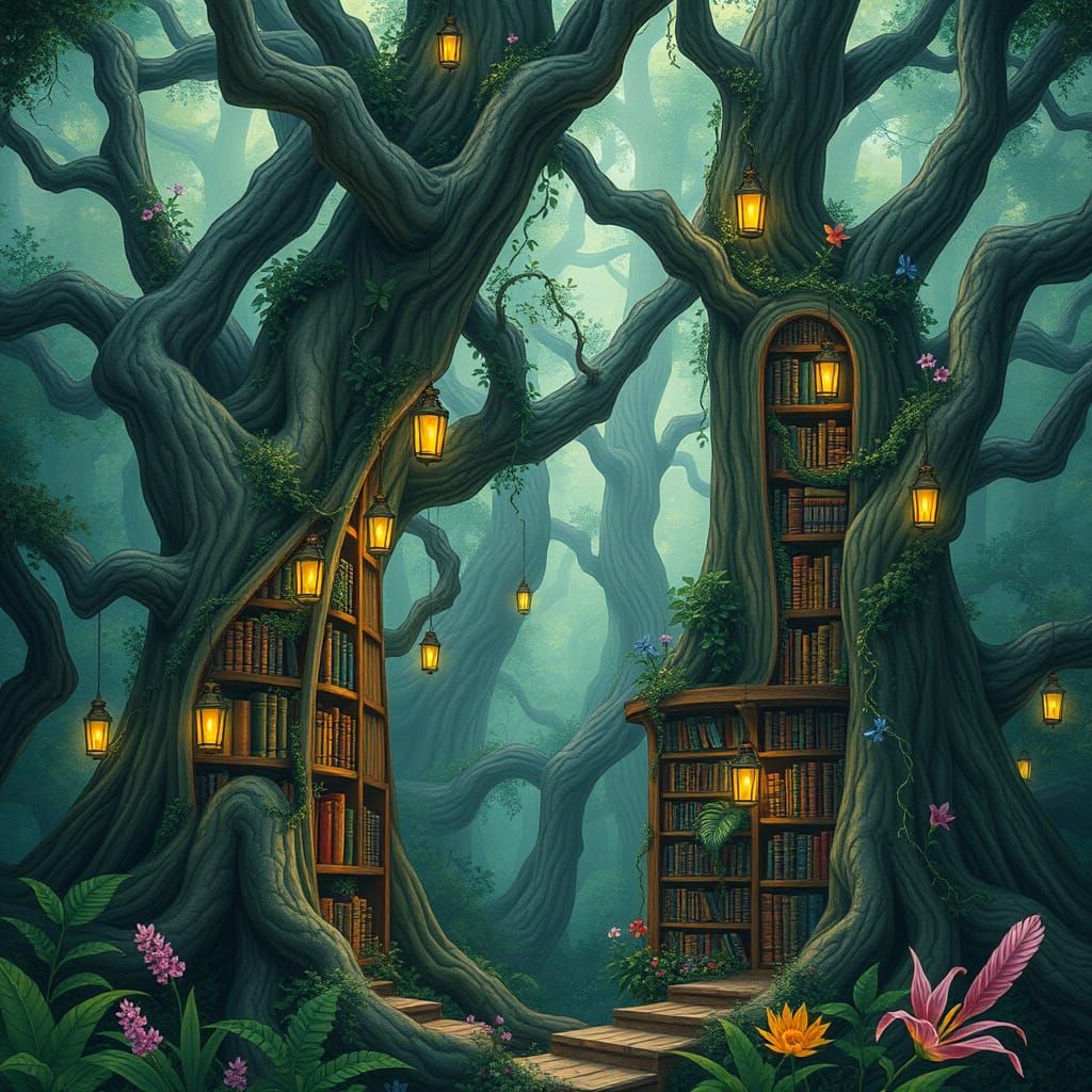 Whimsical Forest Library Blends into Lush Canopy