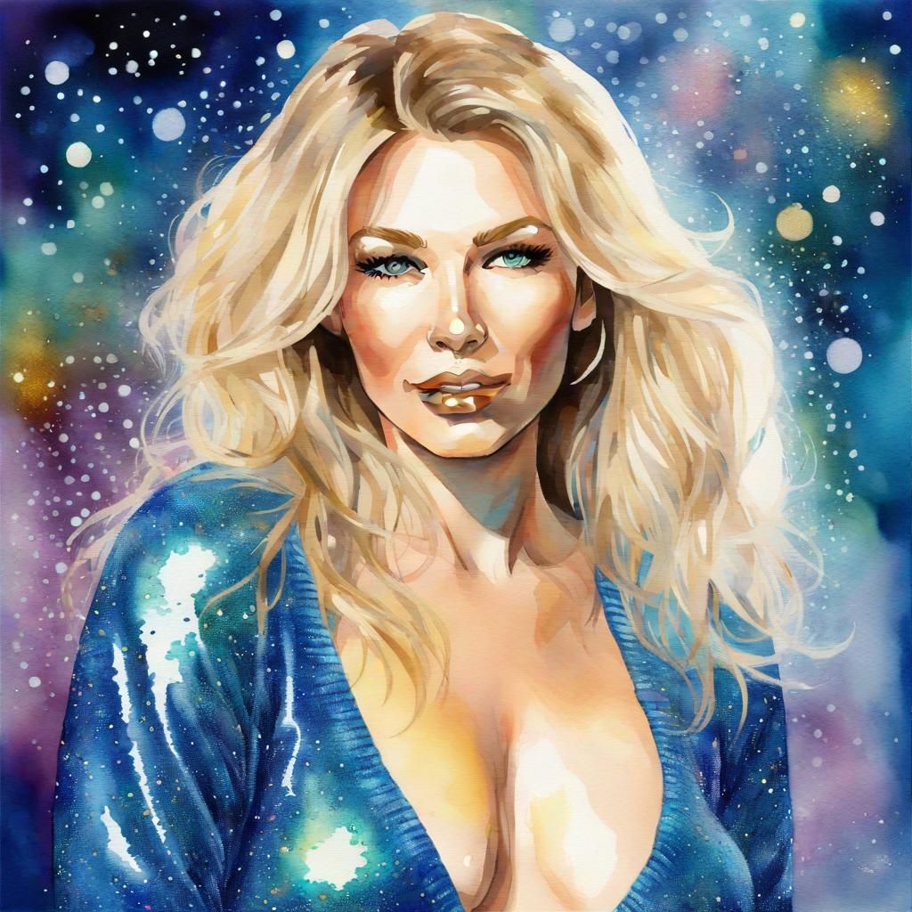 Iridescent Woman in Watercolor with Metallic Accents