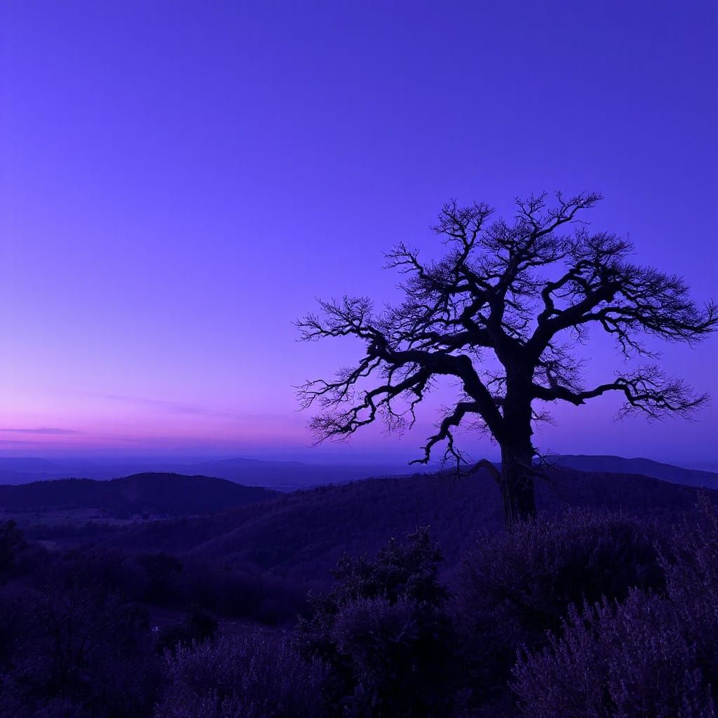 Dreamlike Purple Hues in a Surreal Composition