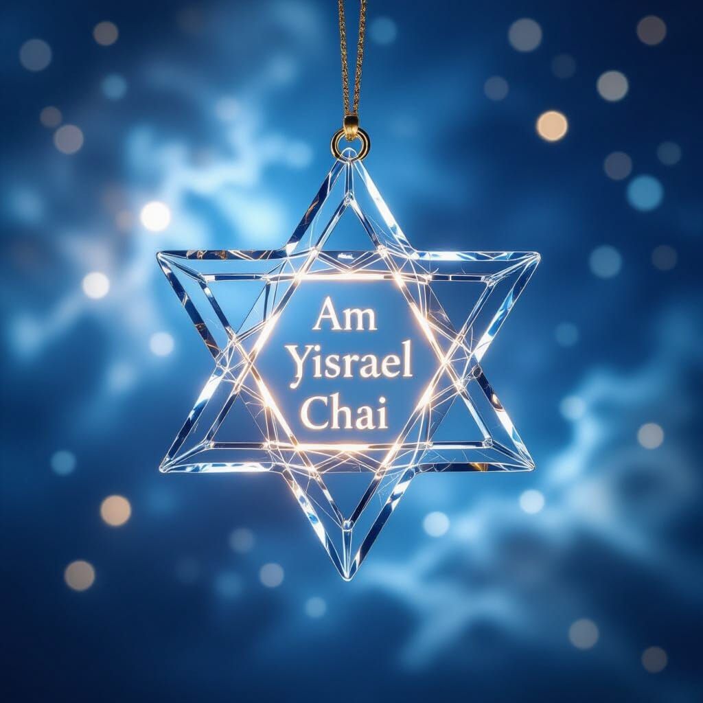 Glass Star of David in Nebula Sky