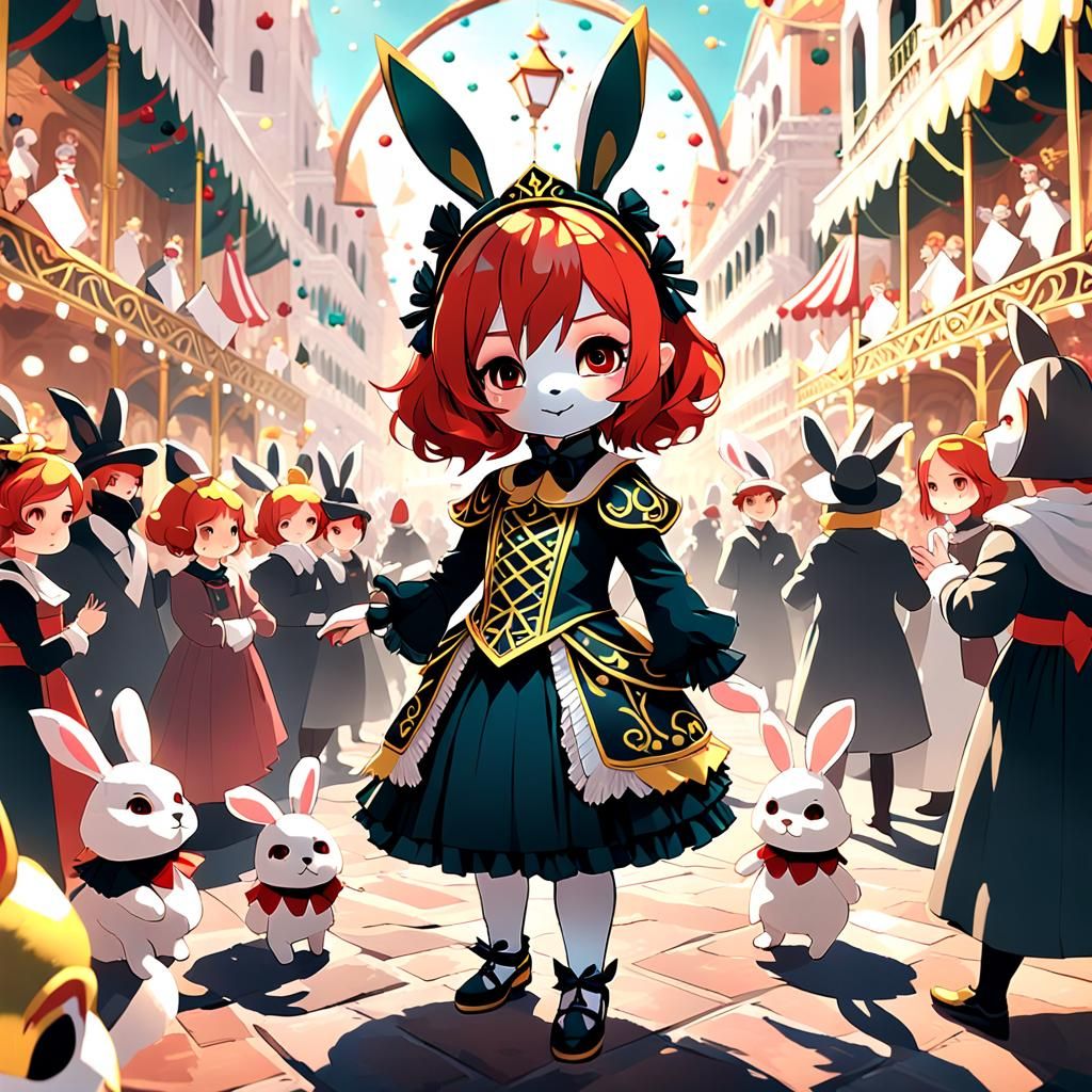 Anime Venetian Carnival Girl in 3D
