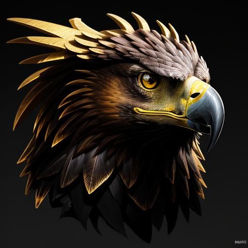 Golden Eagle Logo on Black, Metal Surface