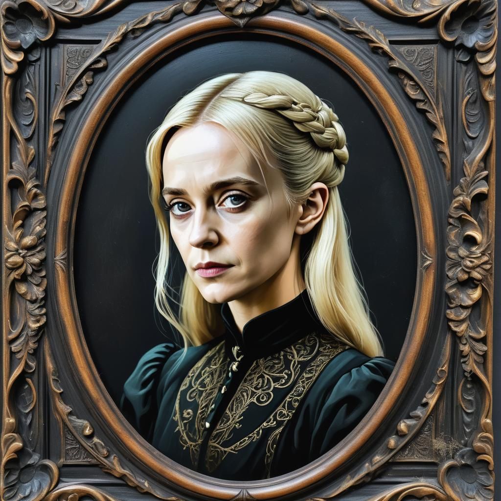 Gothic Portrait of Narcissa Malfoy in Ebony Frame