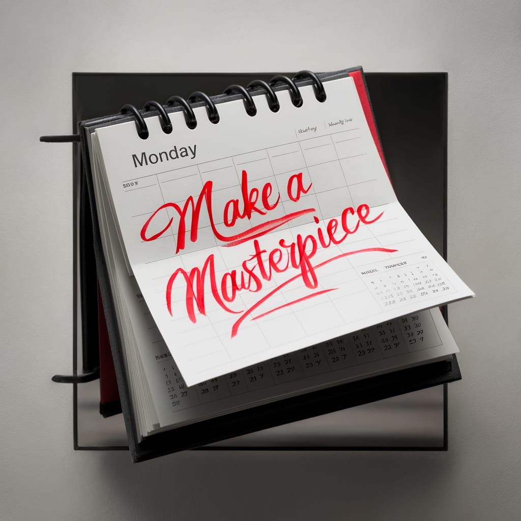 Realistic Calendar Page Urges Masterpiece Creation