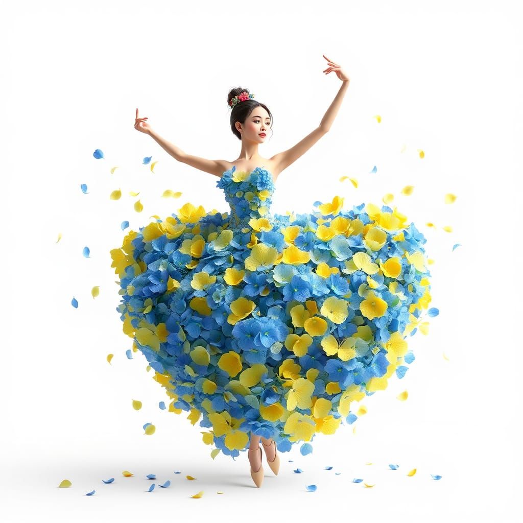 Hydrangea Flower Dress in Anime Style