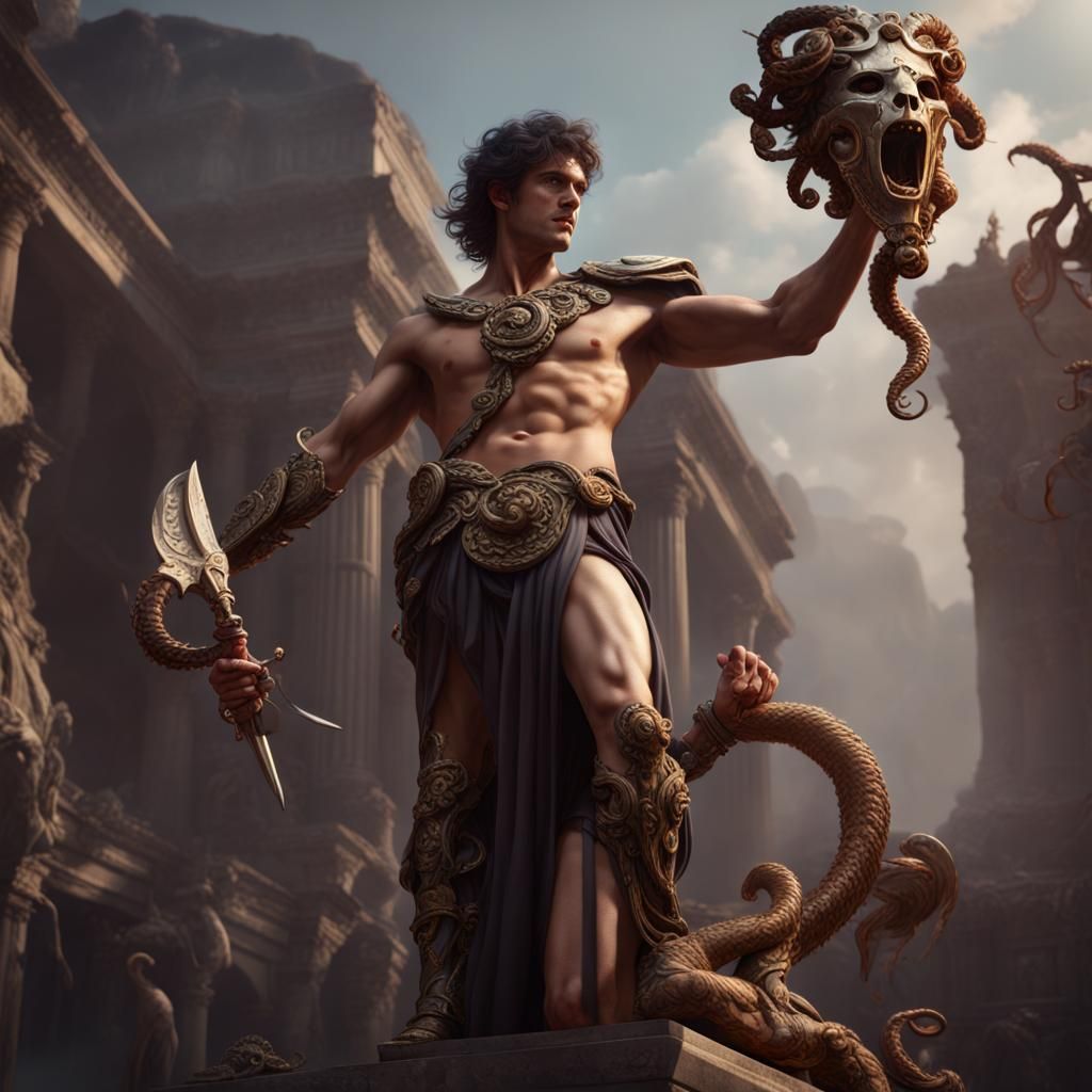 Perseus with Medusa Head: Detailed Matte Painting