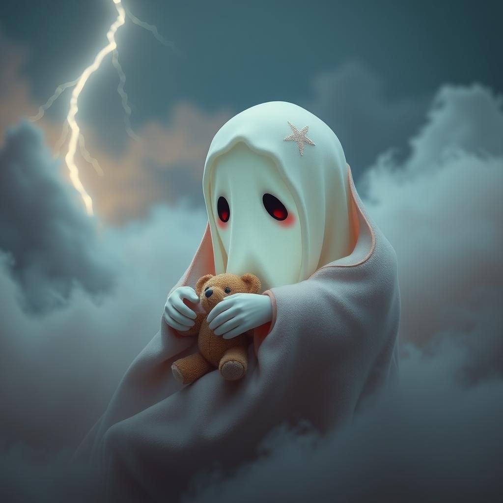 Ethereal Ghost Afraid of Lightning, Fantasy Concept Art
