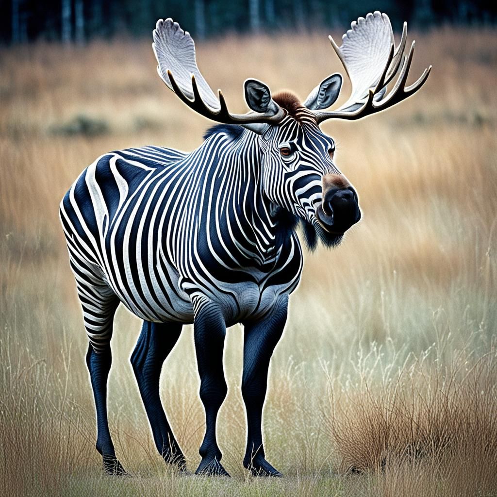 Moose with Zebra Body: Animal Hybrid